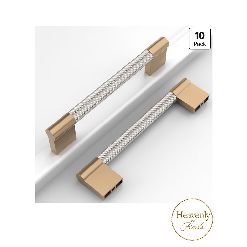Cabinet Pulls 5in 10 Pack Champagne Bronze & Nickel Knurled Drawer Handles New